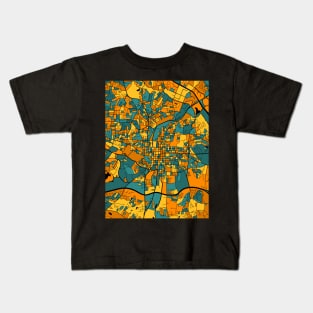 Raleigh Map Pattern in Orange & Teal Kids T-Shirt